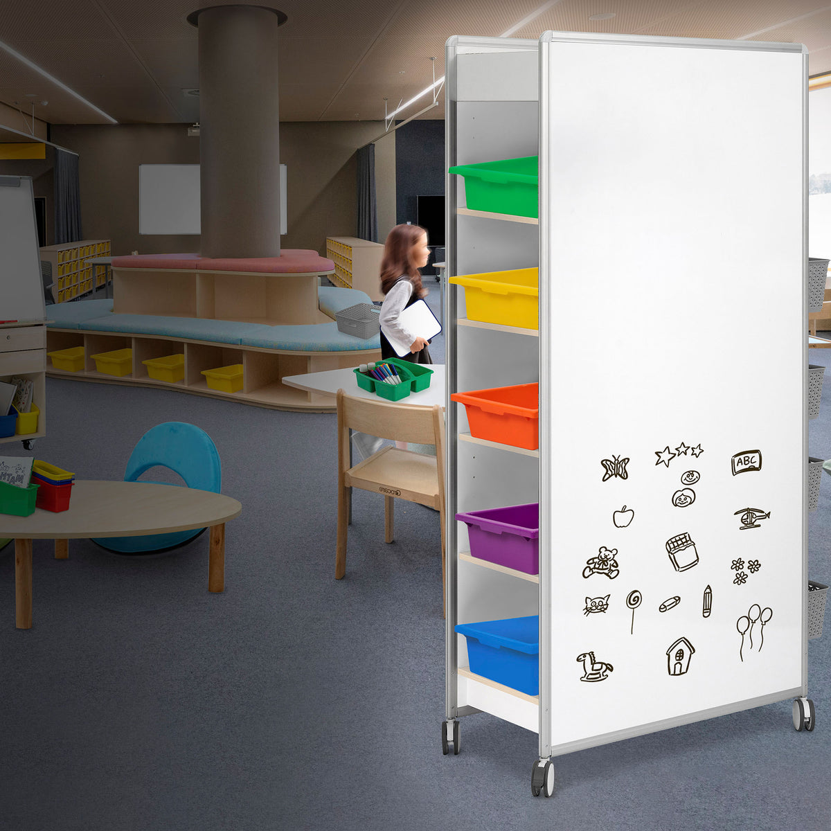 Mobile Whiteboard Huddle Cabinet
