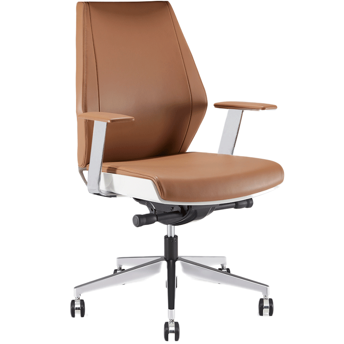 Tan leather ergonomic online office chair